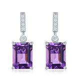 Sterling Silver Amethyst Earrings with White Topaz